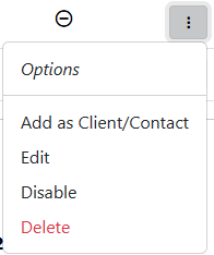 The options menu