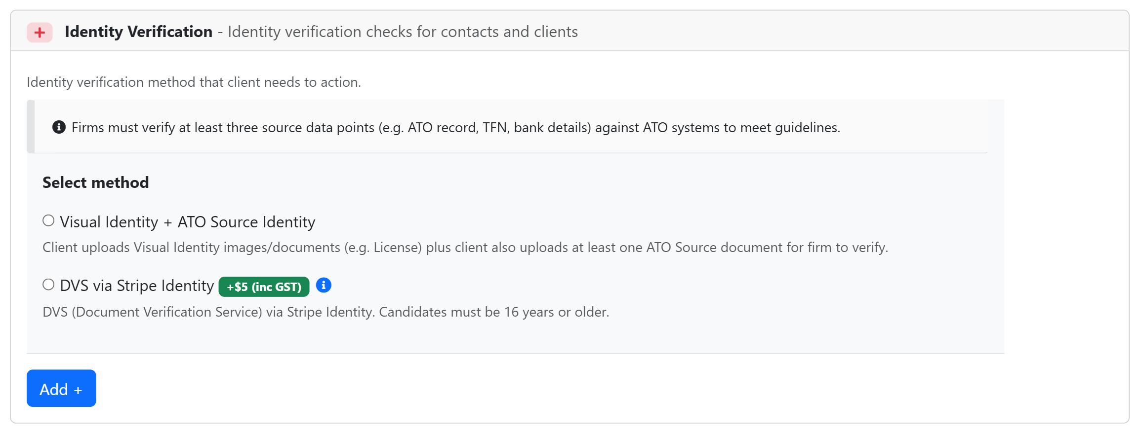 The Identity Verification section
