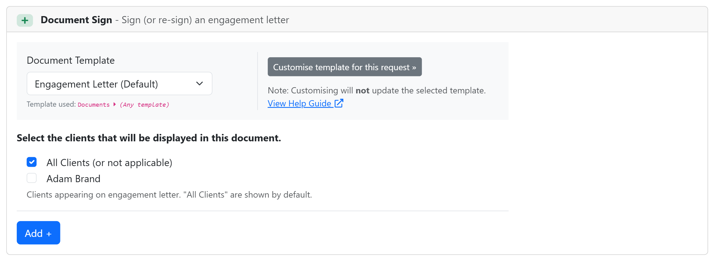 The engagement letter section