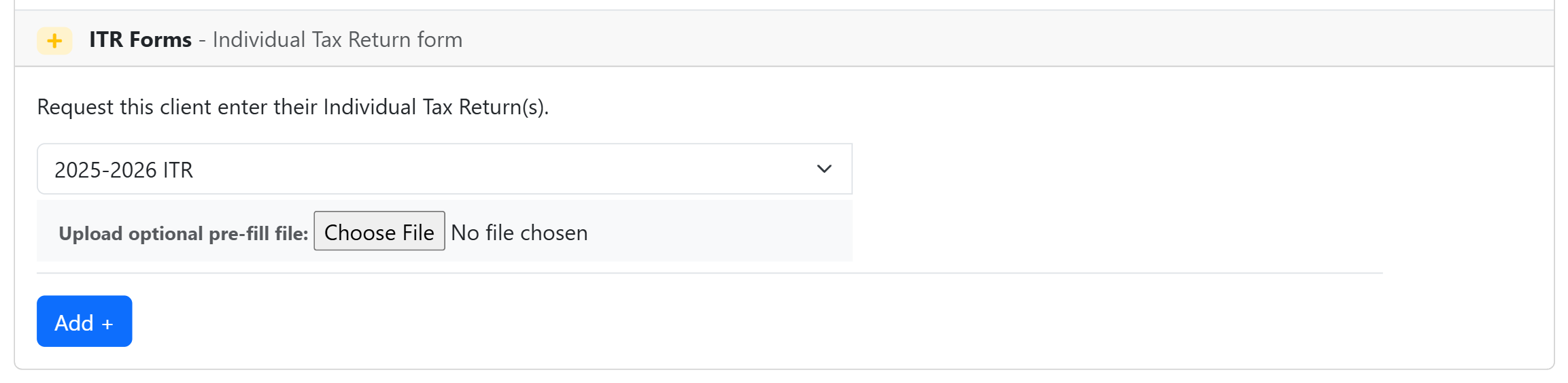 The ITR Forms section